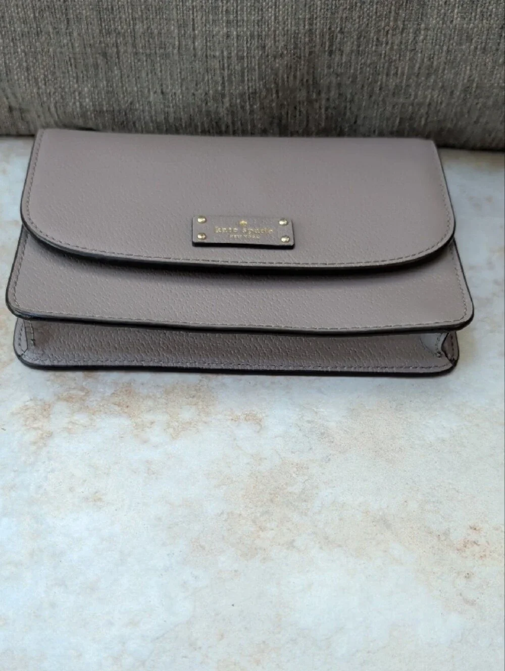 Kate Spade Taupe Leather Crossbody Wallet with Detachable Strap NWOT